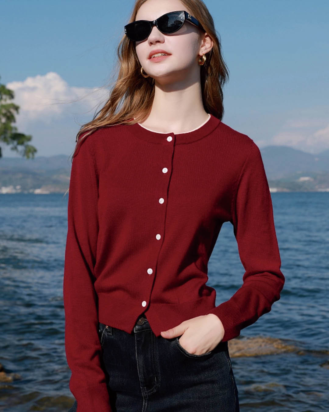 Pearl Trim Soft Knit Cardigan