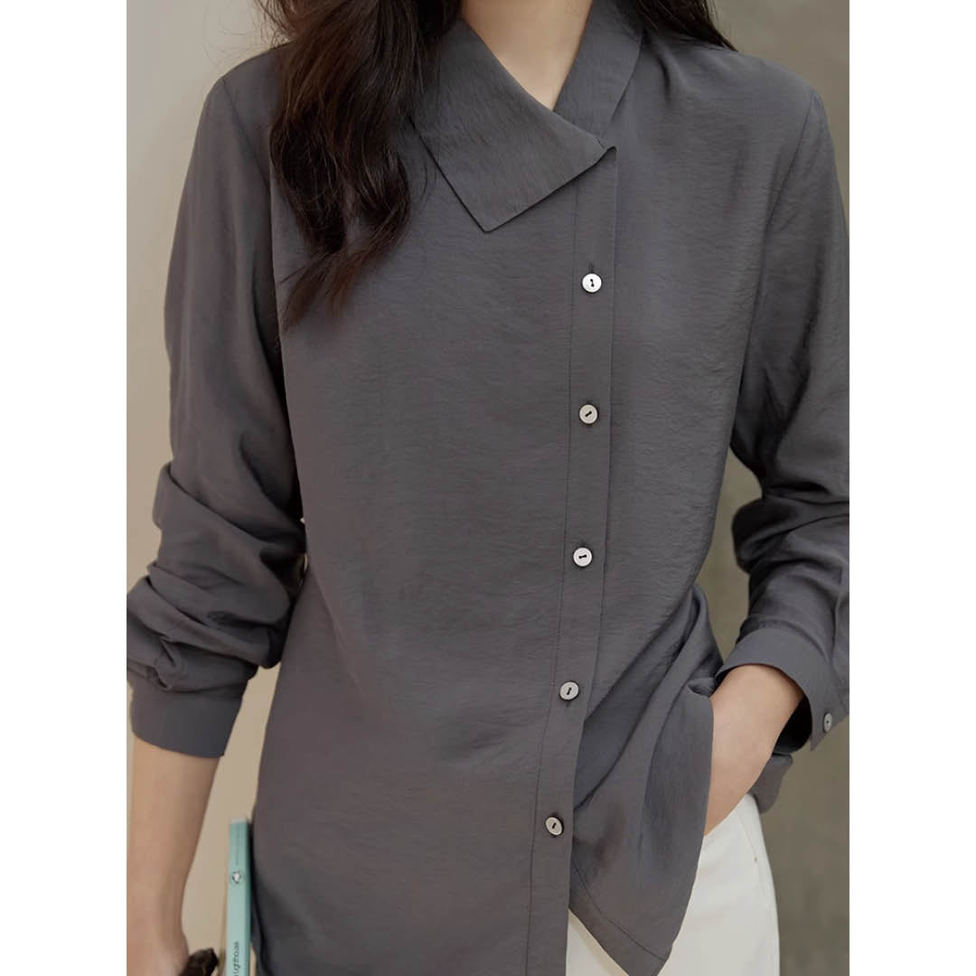 Asymmetric Collar Relaxed Shirt
