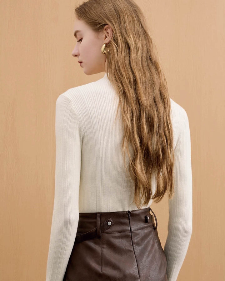 Slim Fit High Neck Ribbed Top