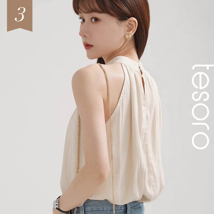 Airy Drape Neck Sleeveless Top