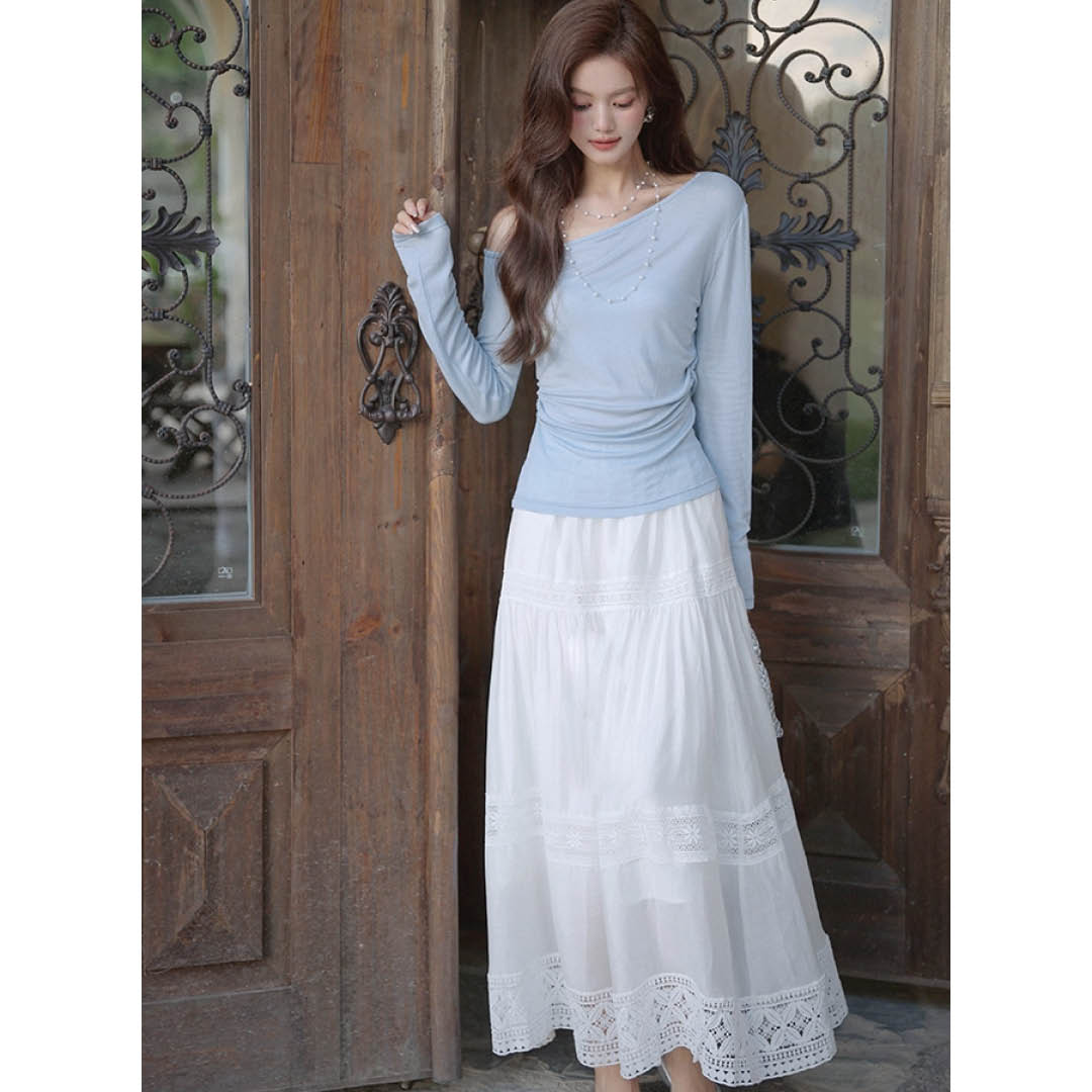 Lace Tiered Maxi Skirt