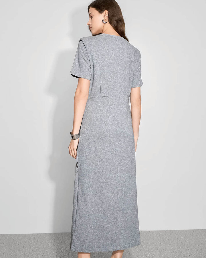 Graphic Slit Jersey Dress