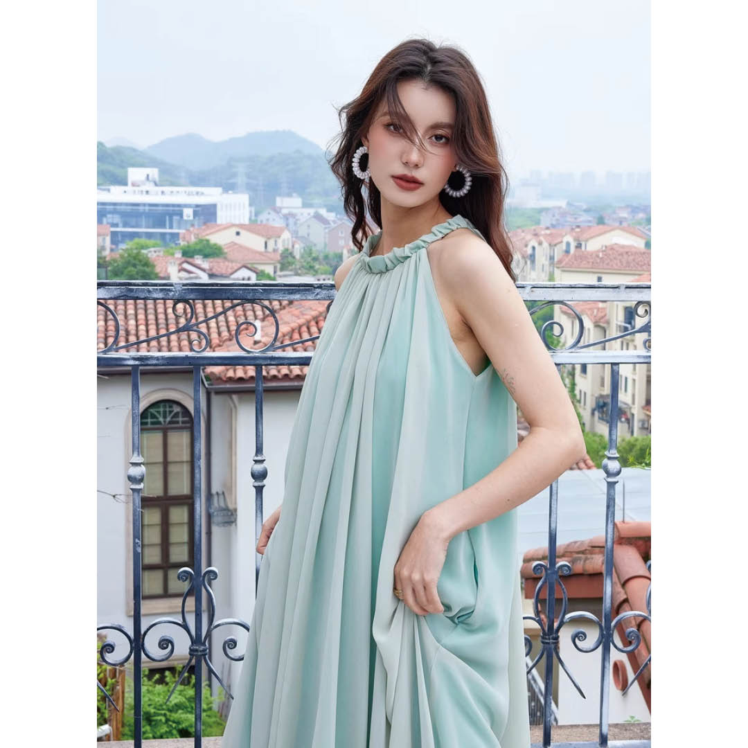 Luxe Flow Halter Maxi Dress