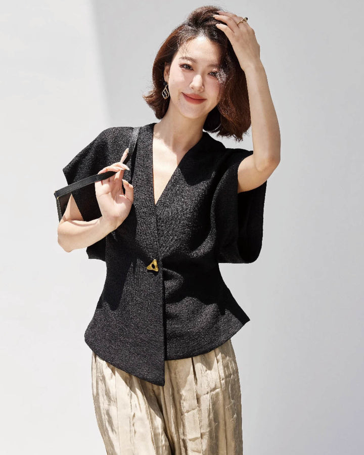 Sleek Structured Wrap Front Vest