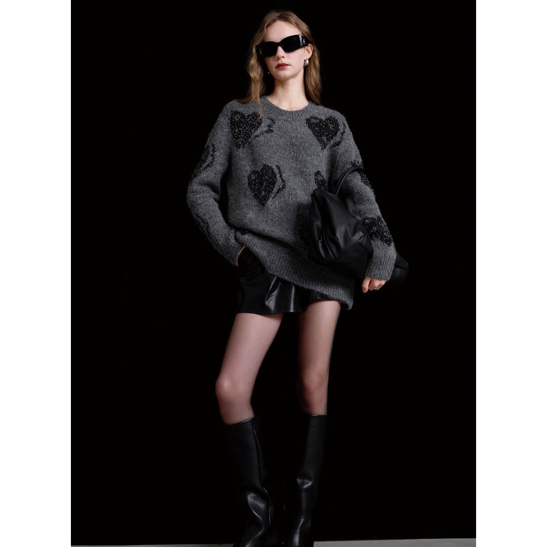 Shimmering Heart Jacquard Sweater
