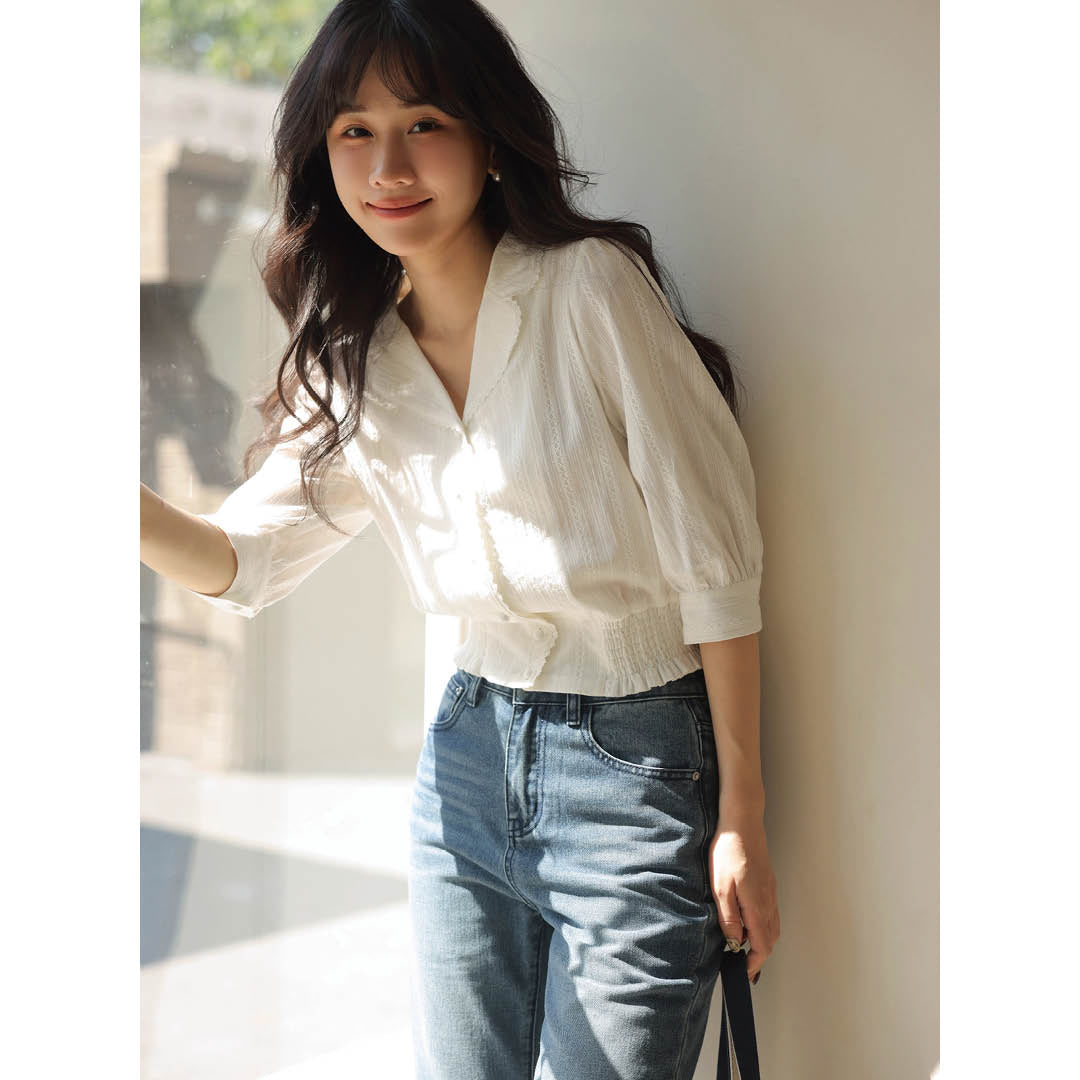 Pearl Button Slim Fit Blouse