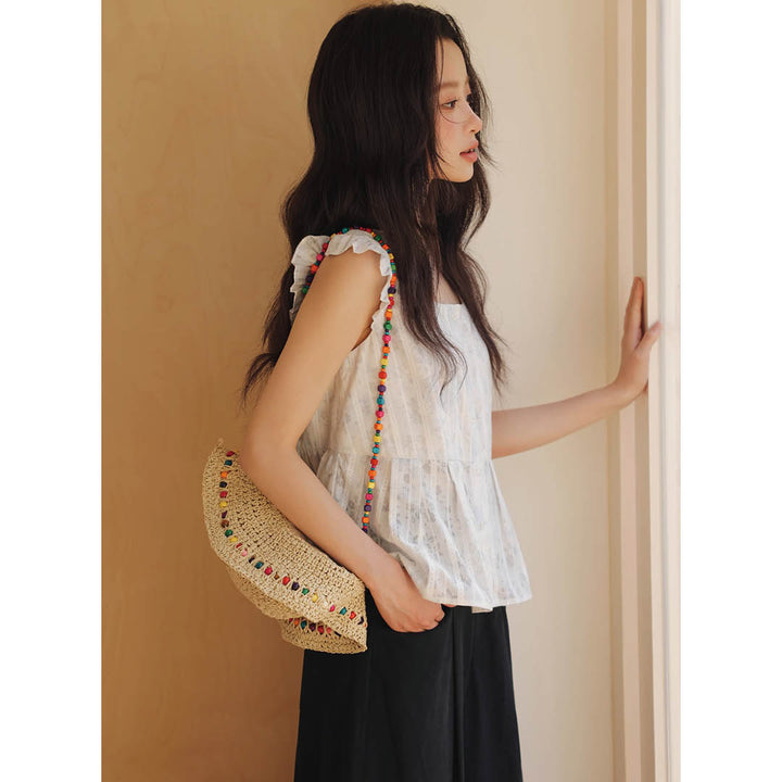 Frill Sleeve Cotton Blouse
