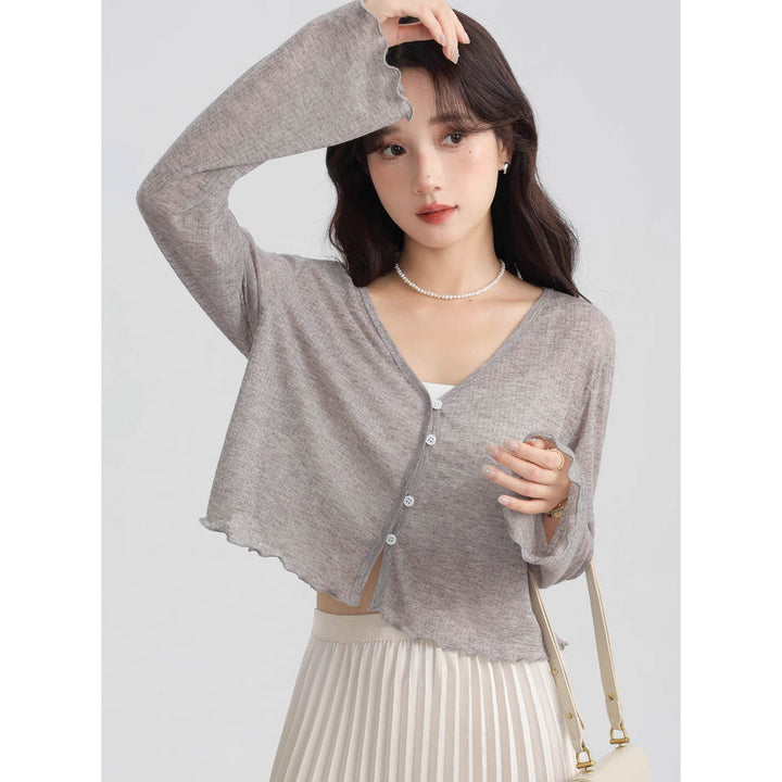 Light Knit Flare Sleeve Cardigan