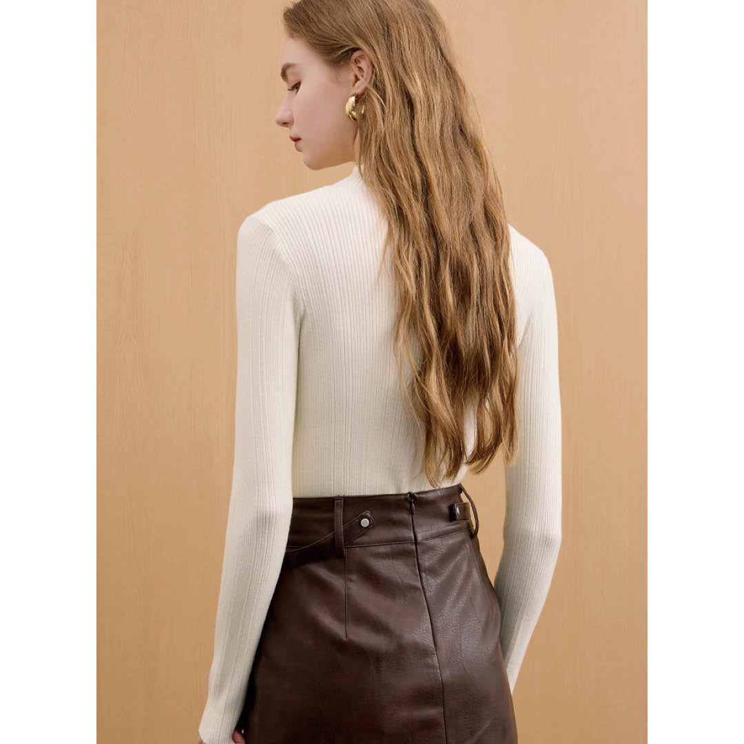 Slim Fit High Neck Ribbed Top