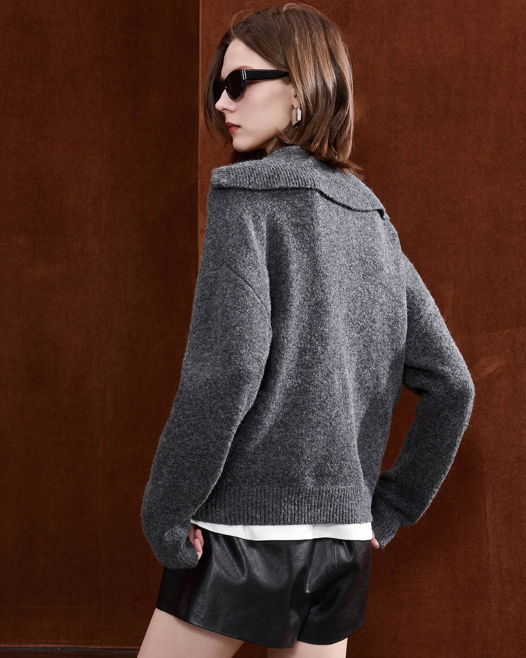 Wide Collar Wool Touch Pullover