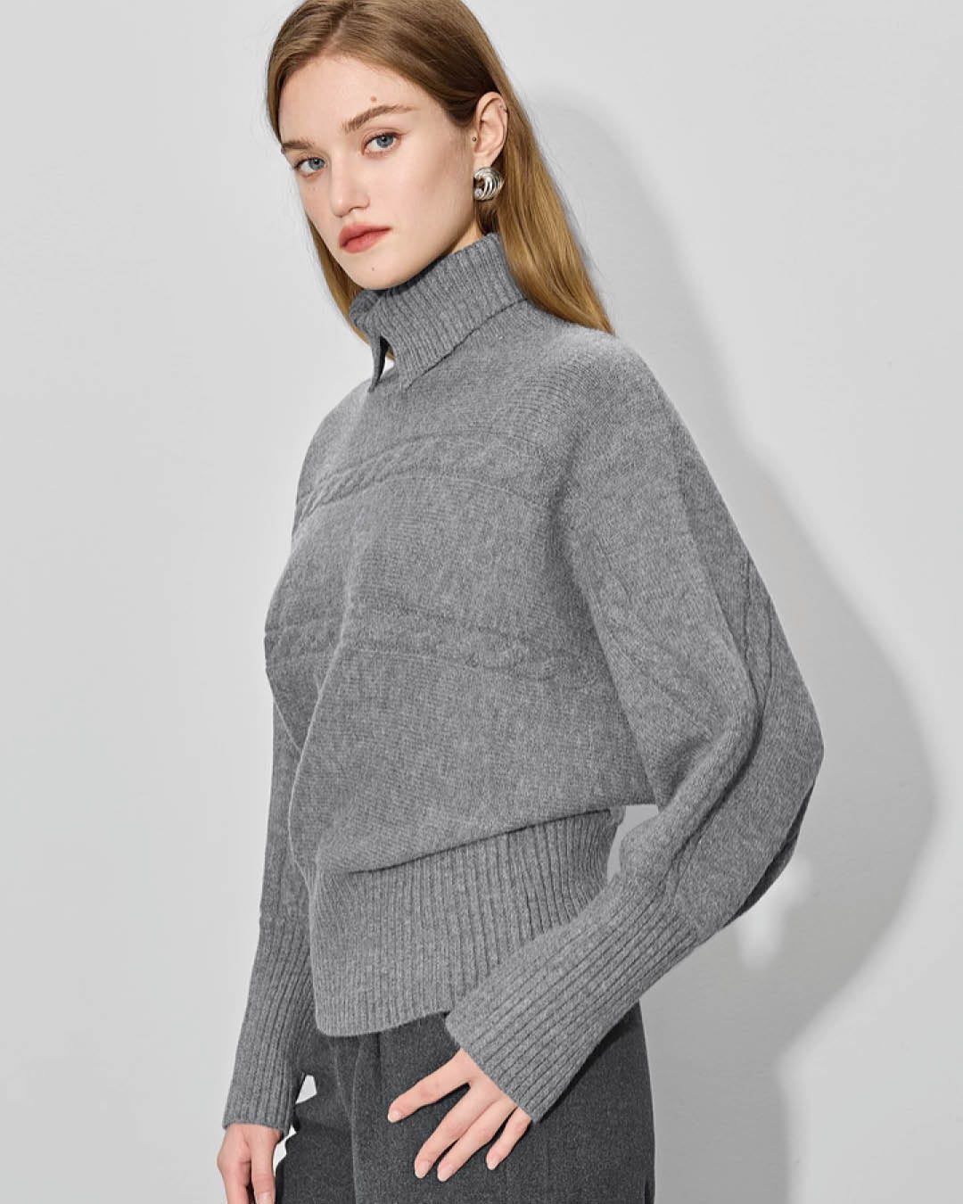 Cable Knit Reversible Turtleneck
