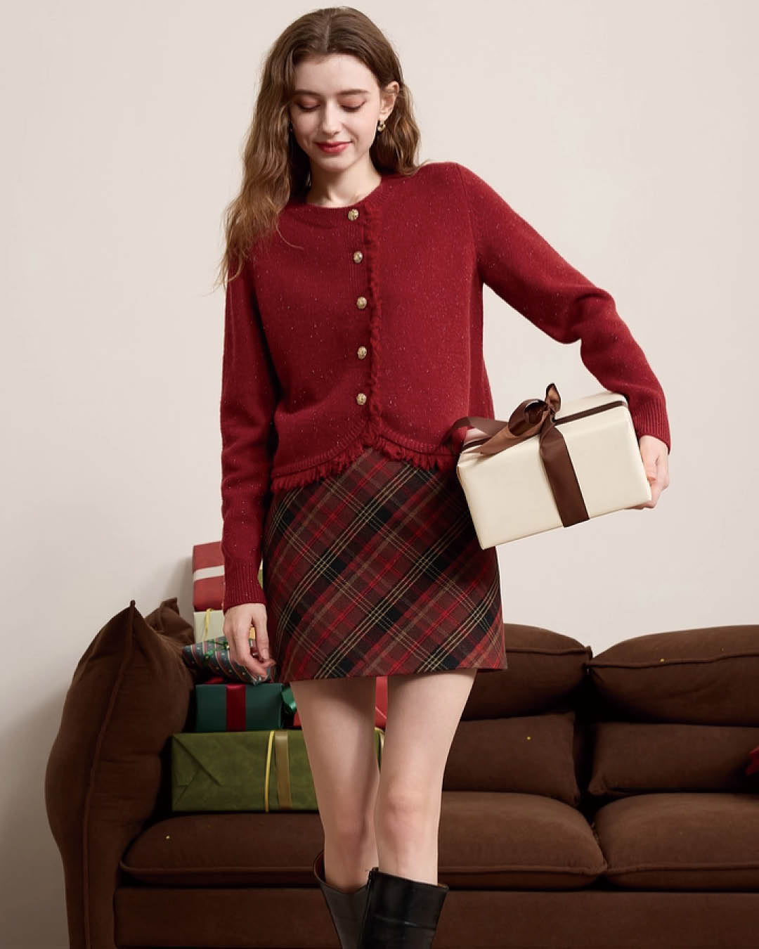 Classic Pleated Wool-Blend Skirt