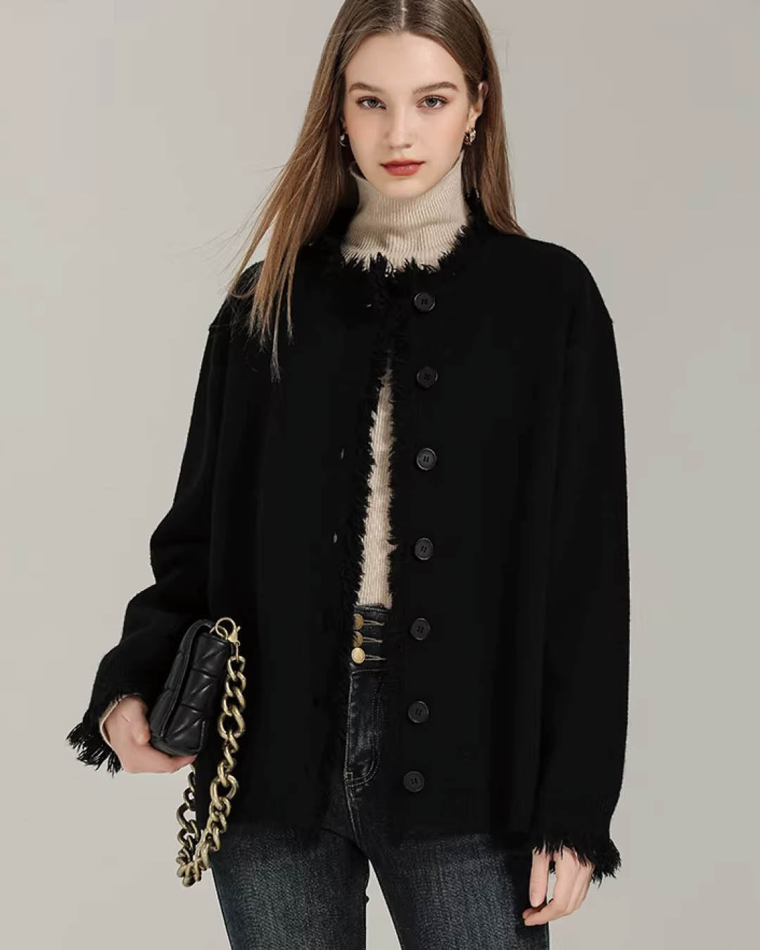 Frayed Edge Wool Touch Jacket