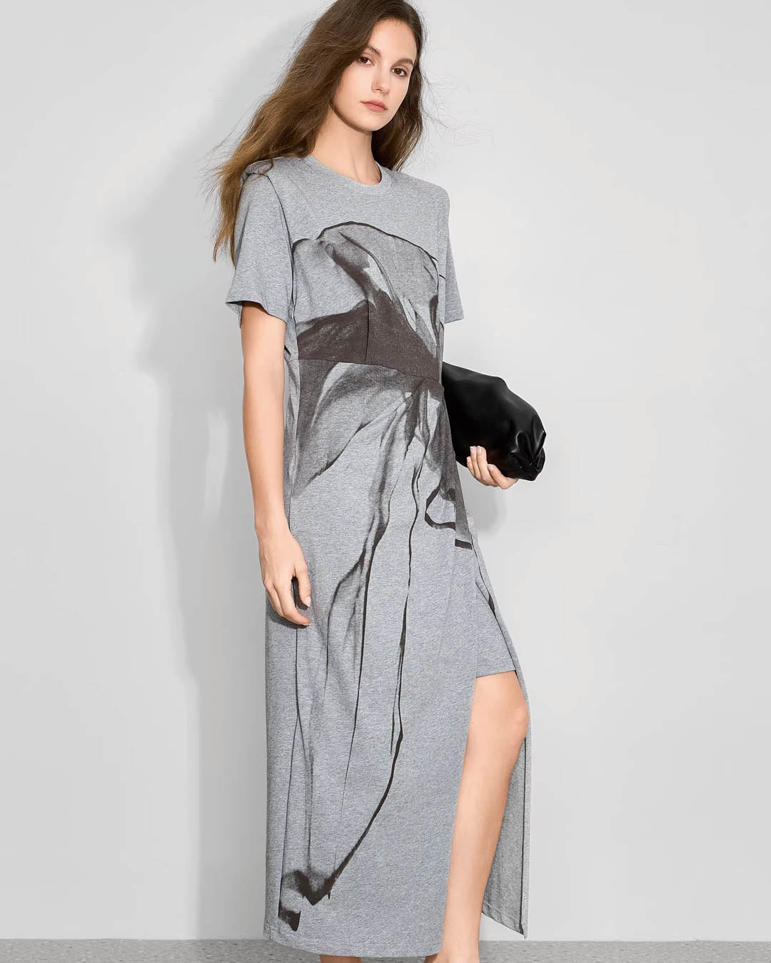 Graphic Slit Jersey Dress