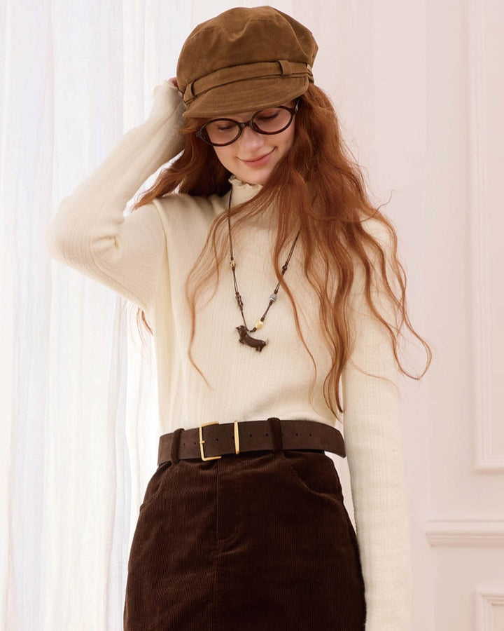 Soft Knit Top with Lettuce Trim