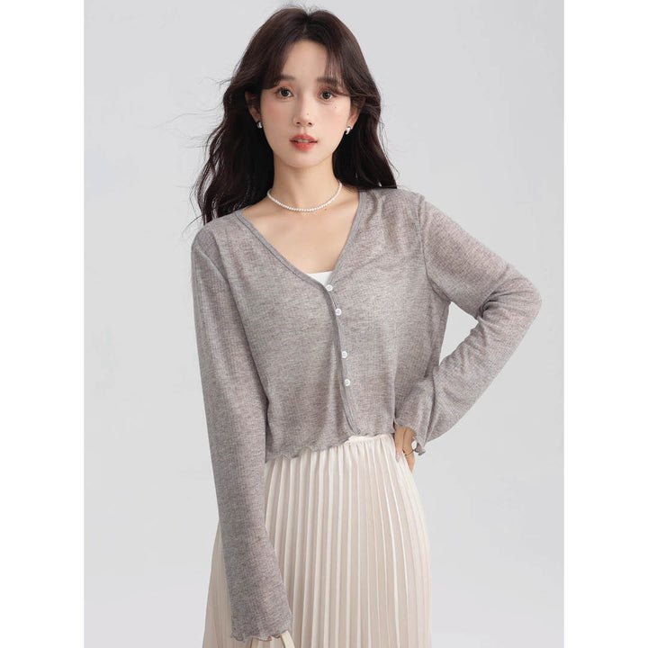 Light Knit Flare Sleeve Cardigan