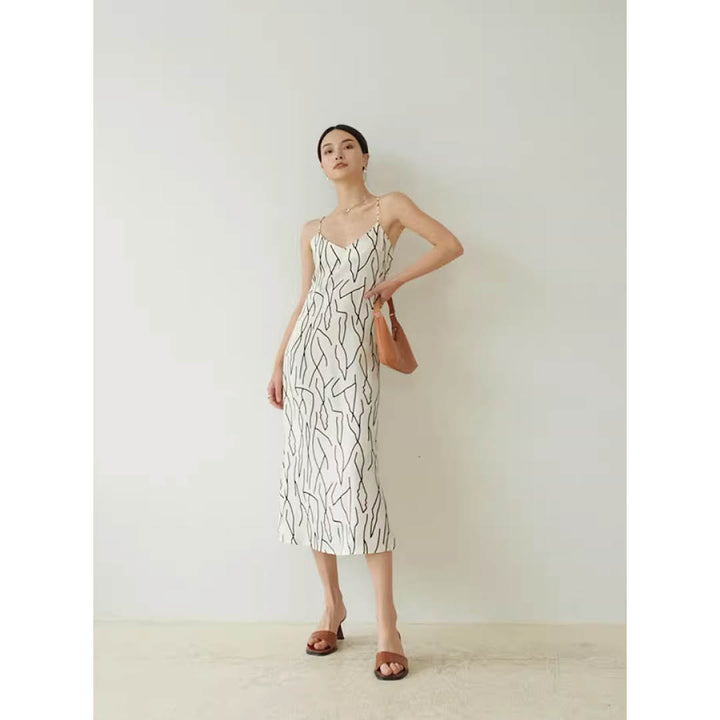 Abstract Line Slip Dress