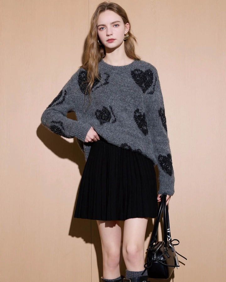 Pleated Knit Mini Skirt