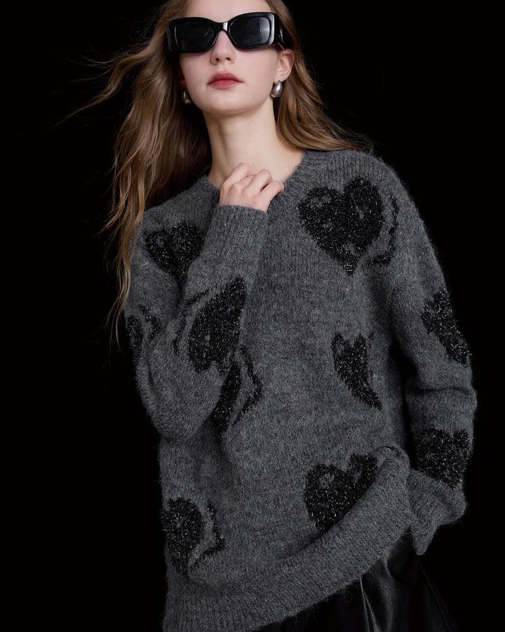 Shimmering Heart Jacquard Sweater