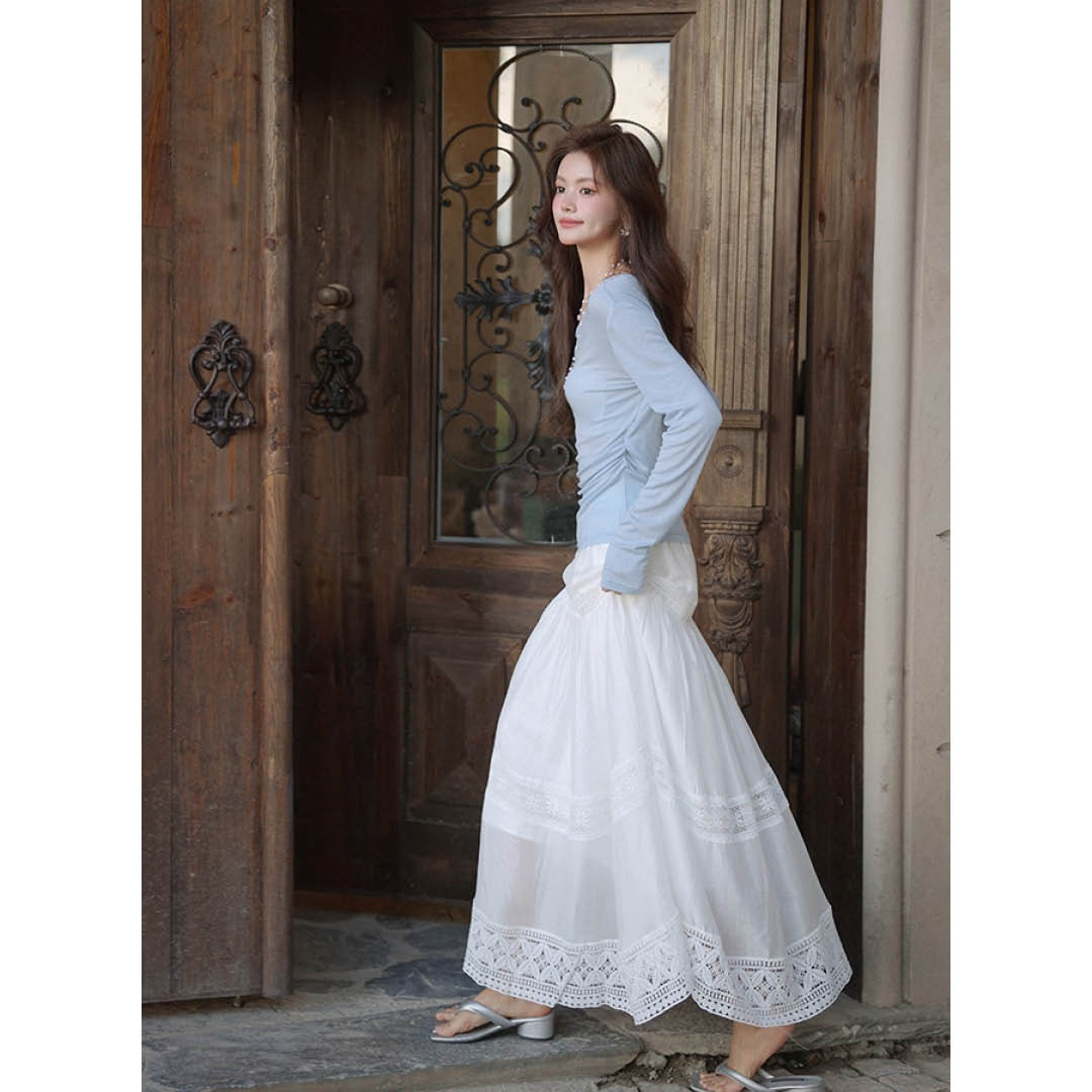 Lace Tiered Maxi Skirt