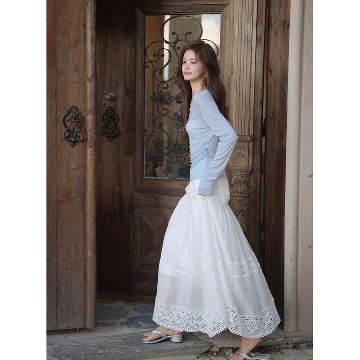 Lace Tiered Maxi Skirt
