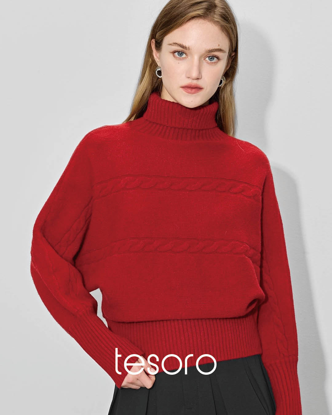 Cable Knit Reversible Turtleneck