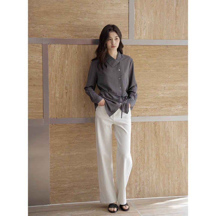 Asymmetric Collar Relaxed Shirt