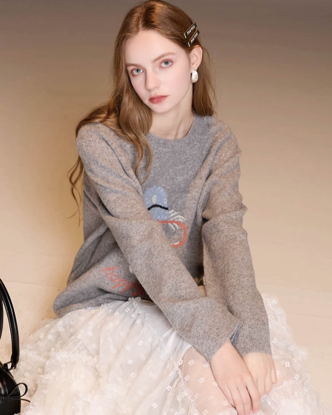 Embroidered Puppy Knit Sweater