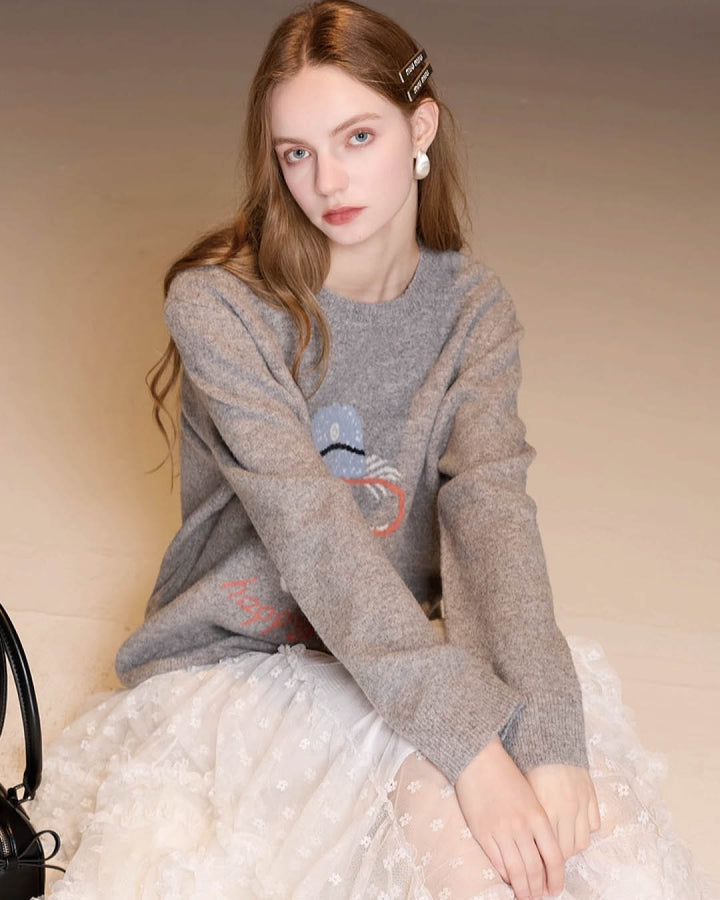 Embroidered Puppy Knit Sweater