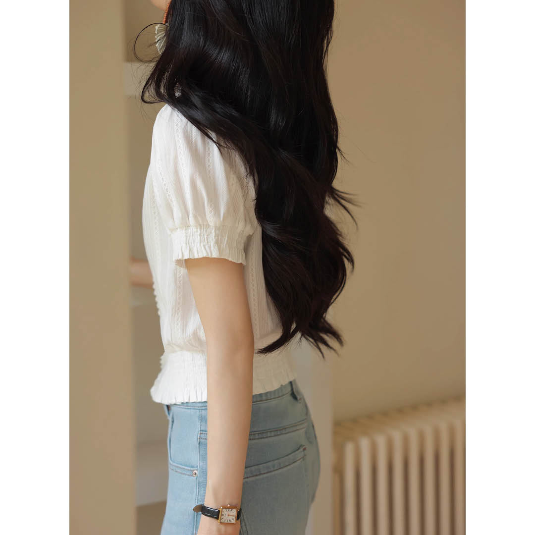 Pearl Button Slim Fit Blouse