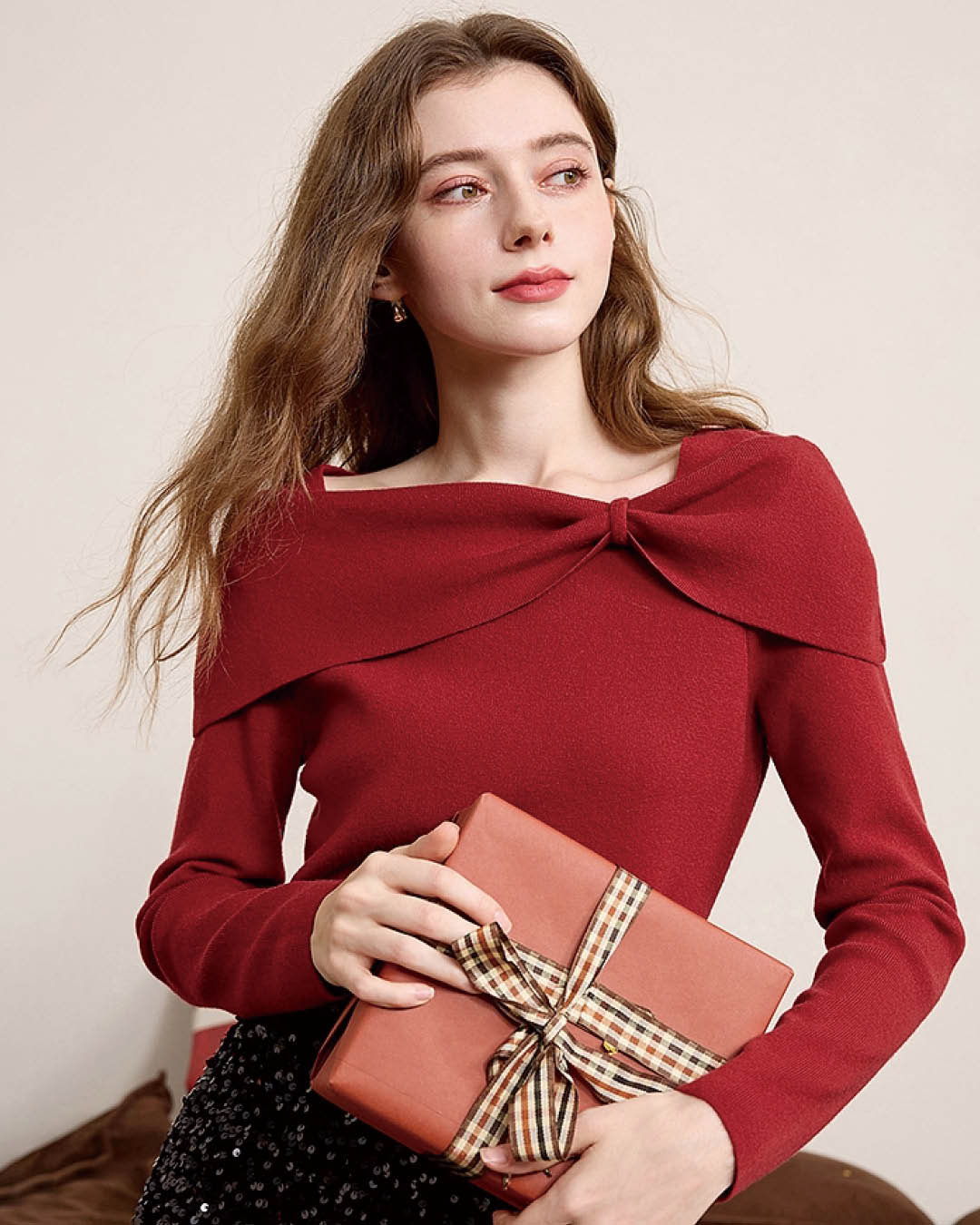 Twist Collar Rib Knit Top