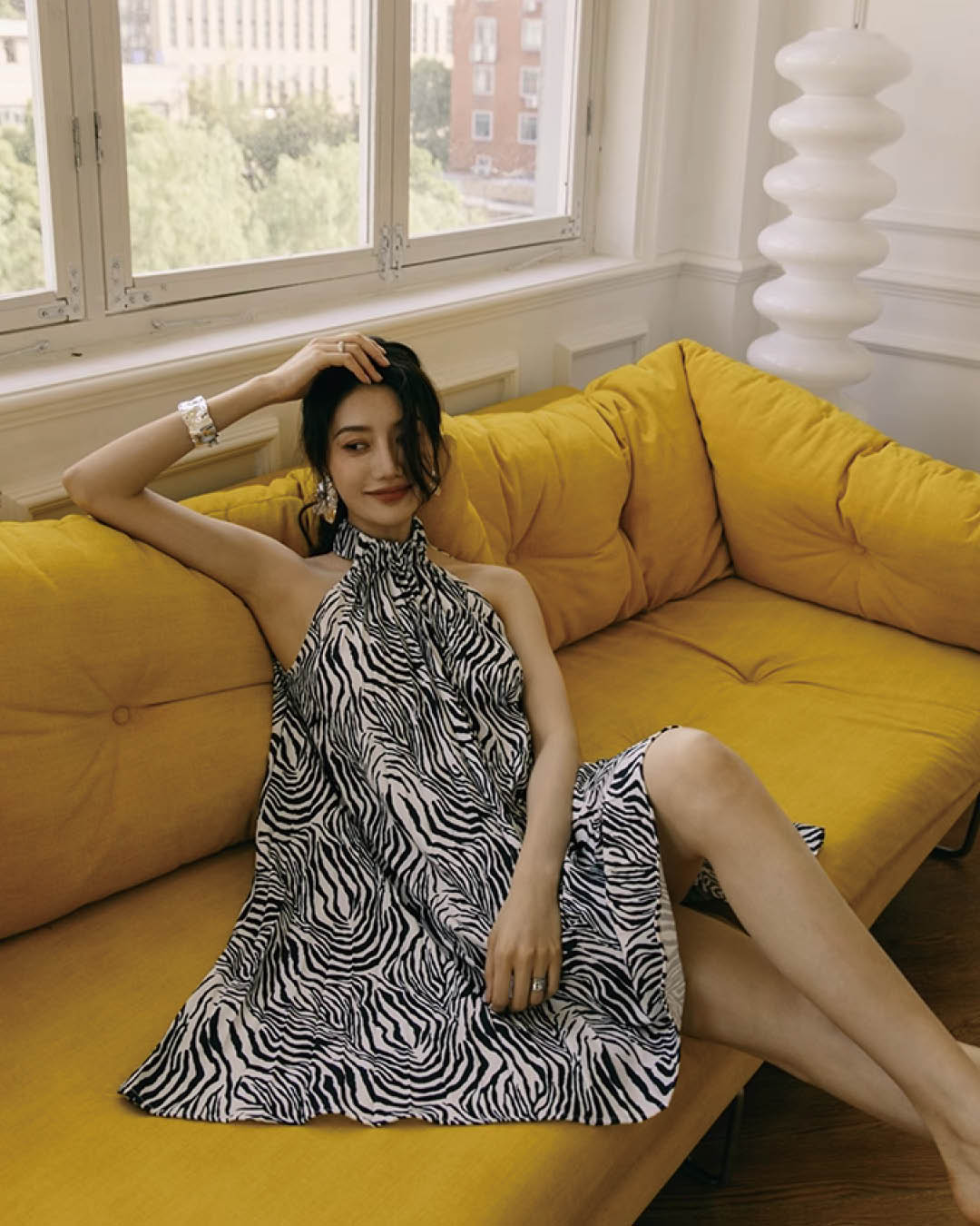 Flowing Zebra Halter Dress