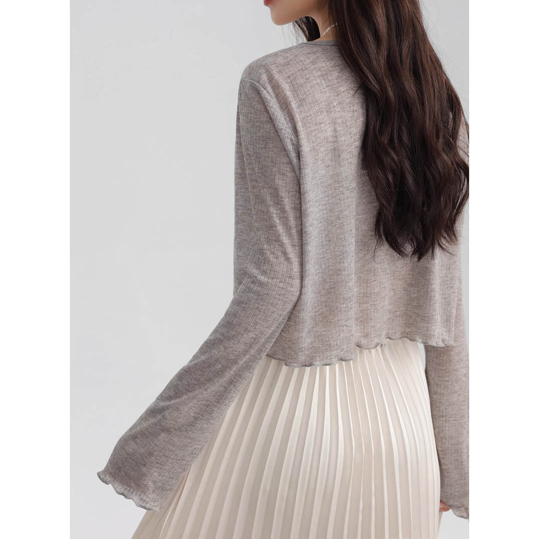 Light Knit Flare Sleeve Cardigan