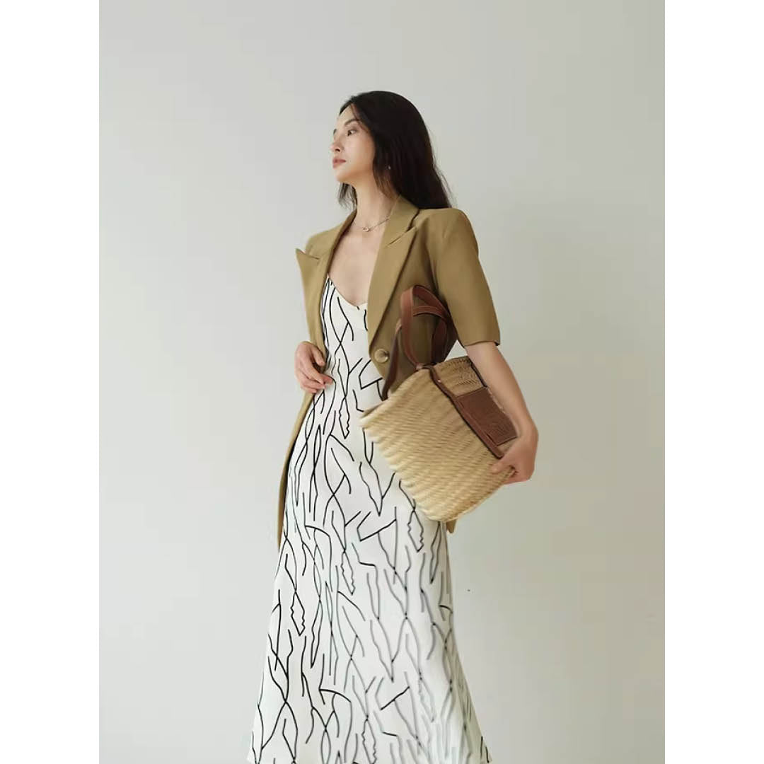 Abstract Line Slip Dress