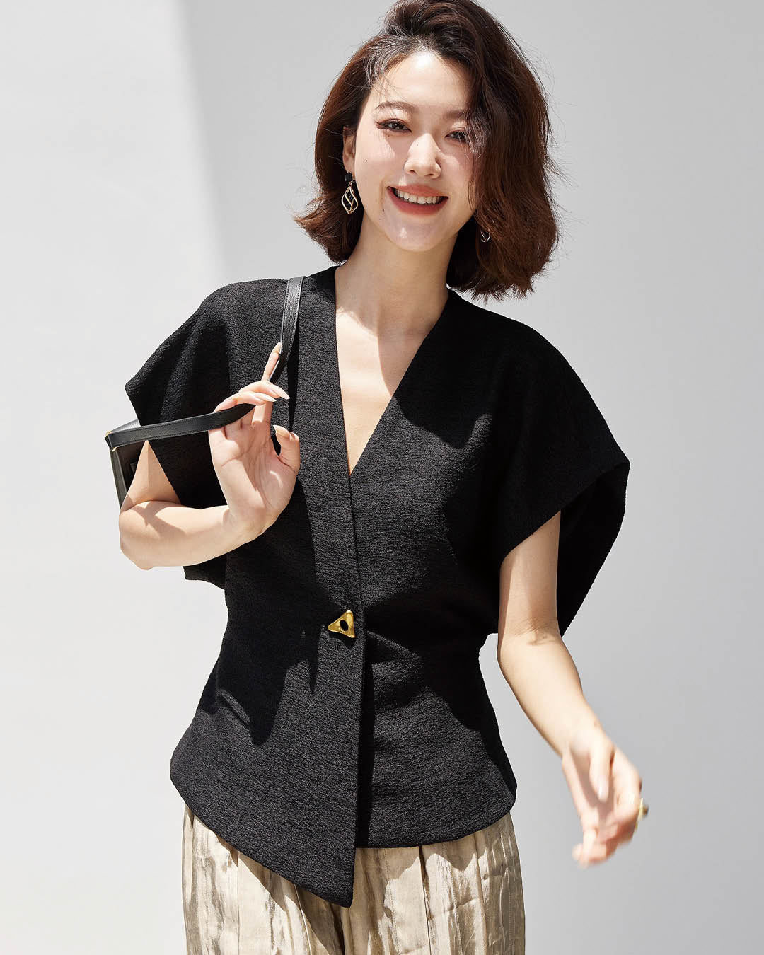 Sleek Structured Wrap Front Vest