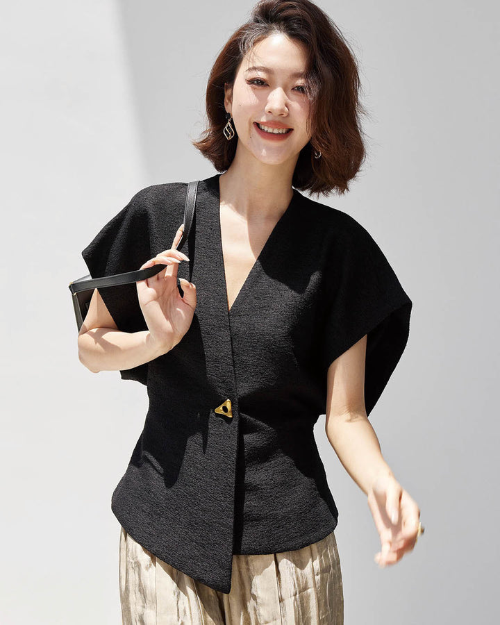 Sleek Structured Wrap Front Vest