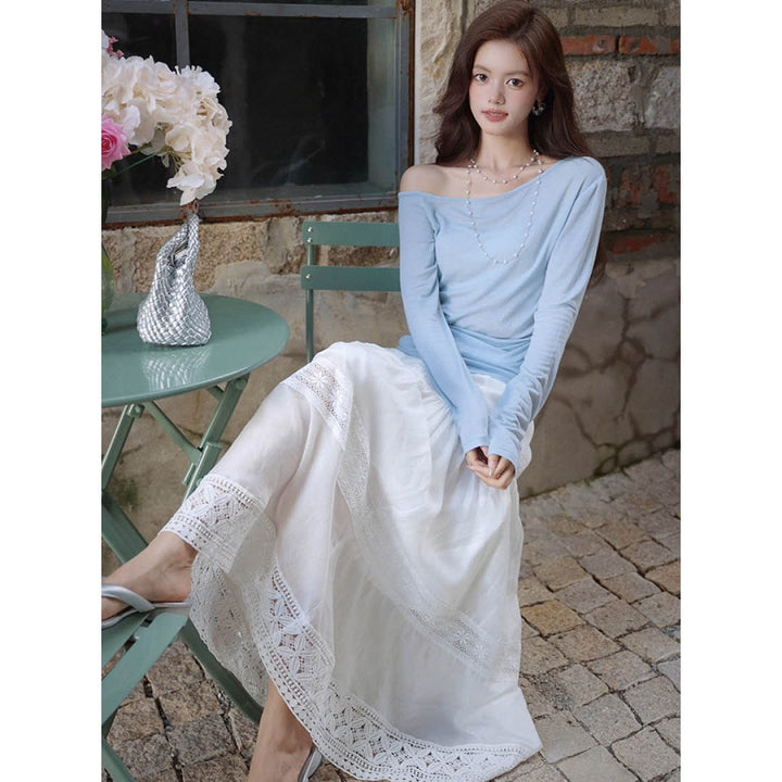 Lace Tiered Maxi Skirt