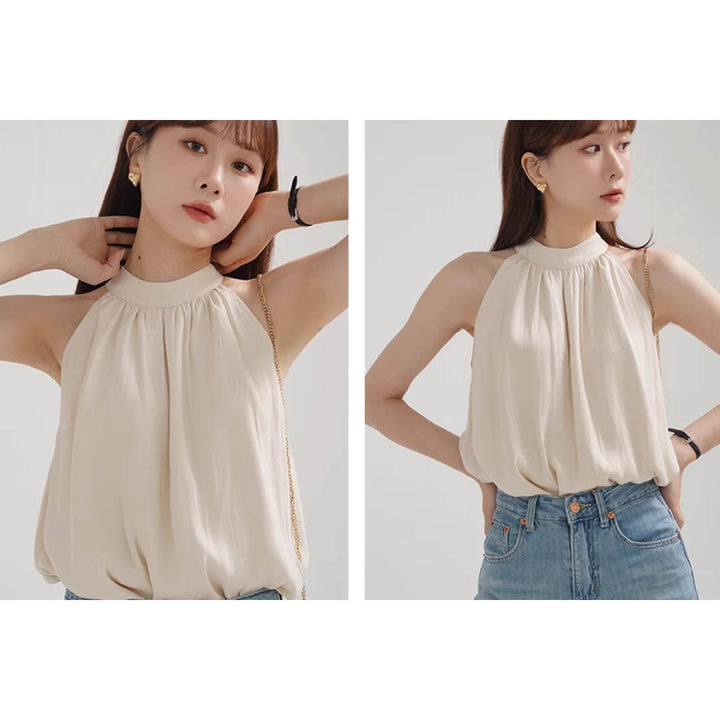 Airy Drape Neck Sleeveless Top