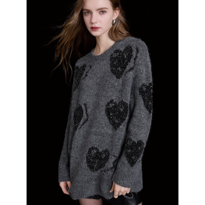 Shimmering Heart Jacquard Sweater