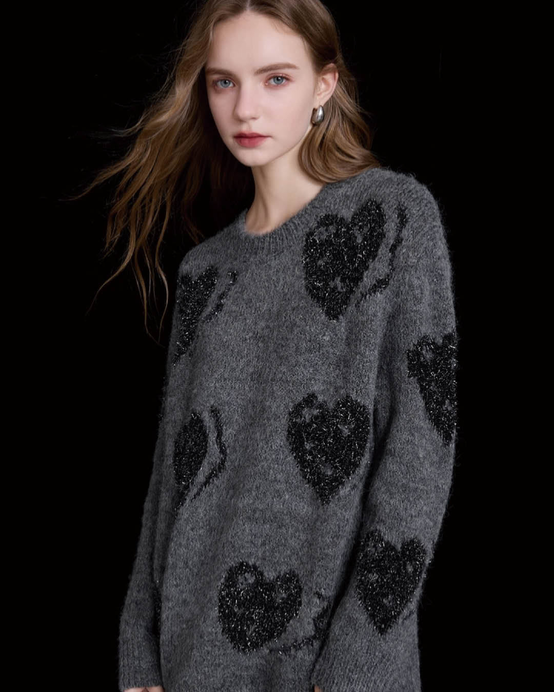 Shimmering Heart Jacquard Sweater
