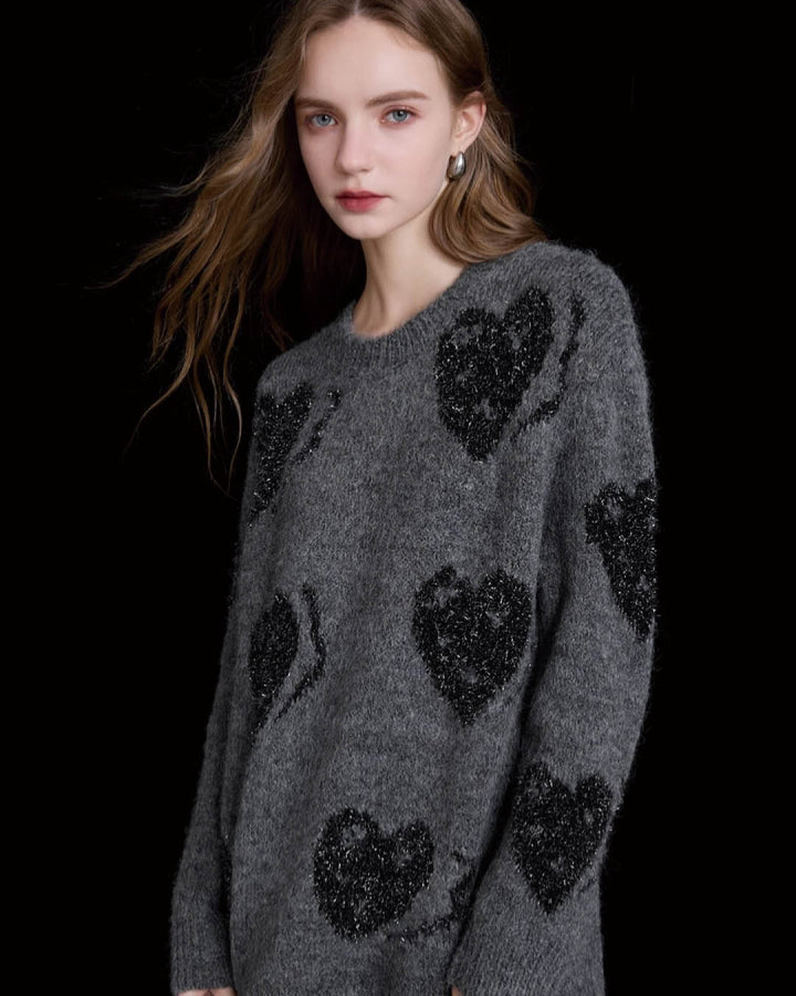 Shimmering Heart Jacquard Sweater