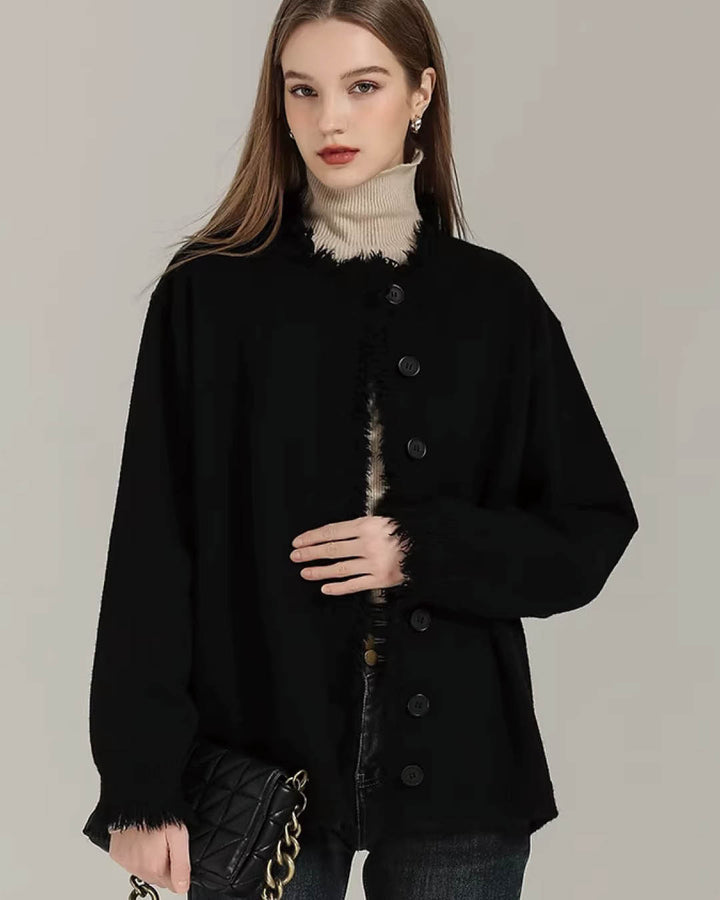 Frayed Edge Wool Touch Jacket