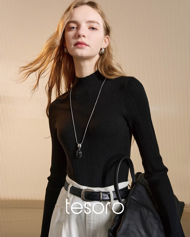 Slim Fit High Neck Ribbed Top