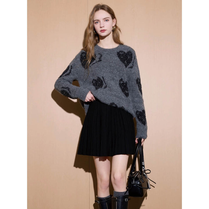 Pleated Knit Mini Skirt