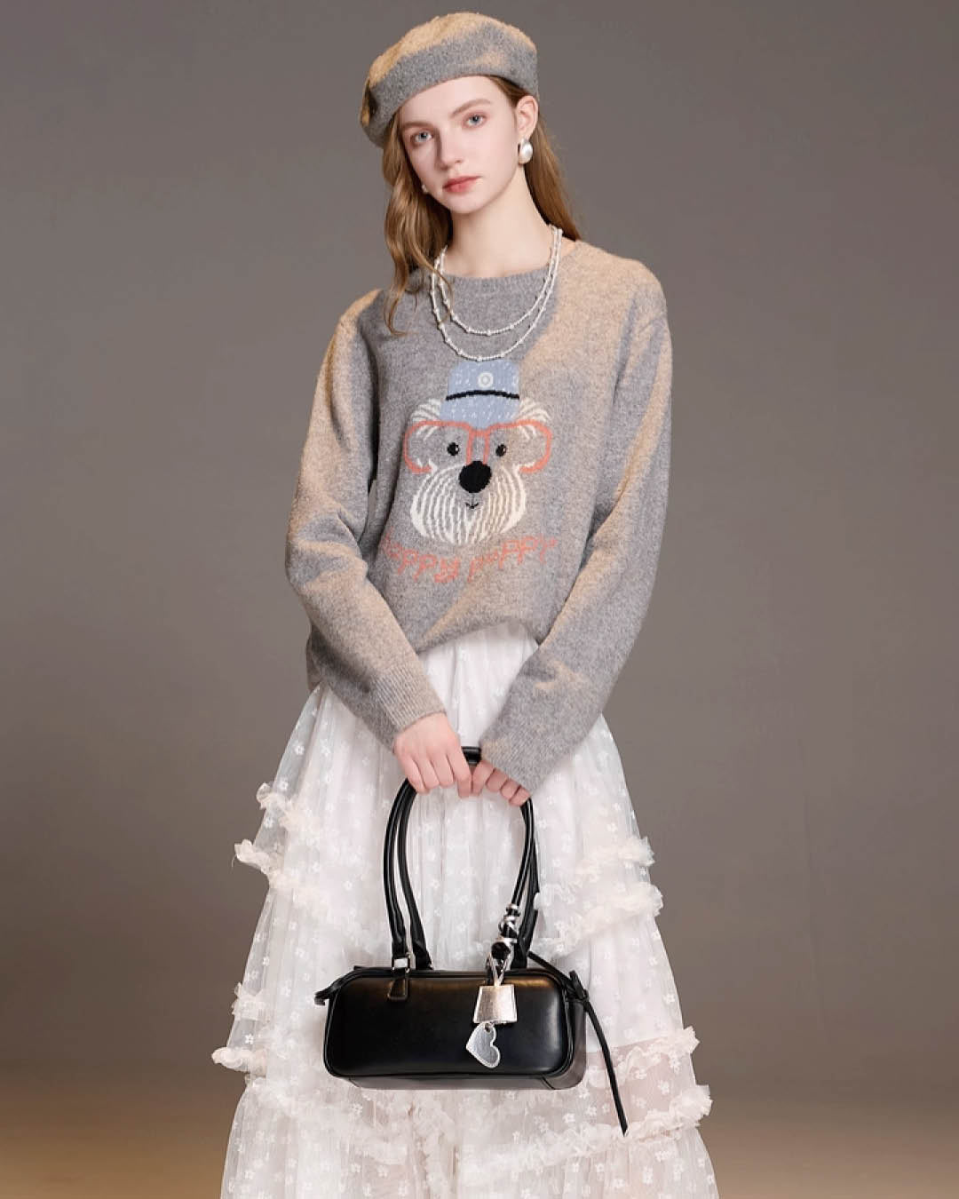 Embroidered Puppy Knit Sweater
