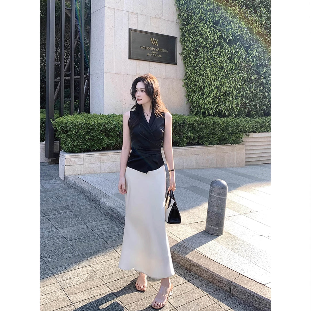 Satin Drape Detail Blouse