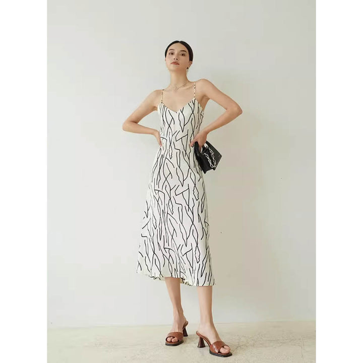 Abstract Line Slip Dress