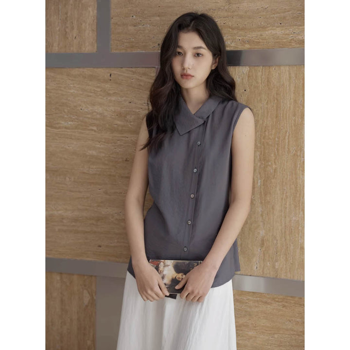 Asymmetric Collar Relaxed Shirt