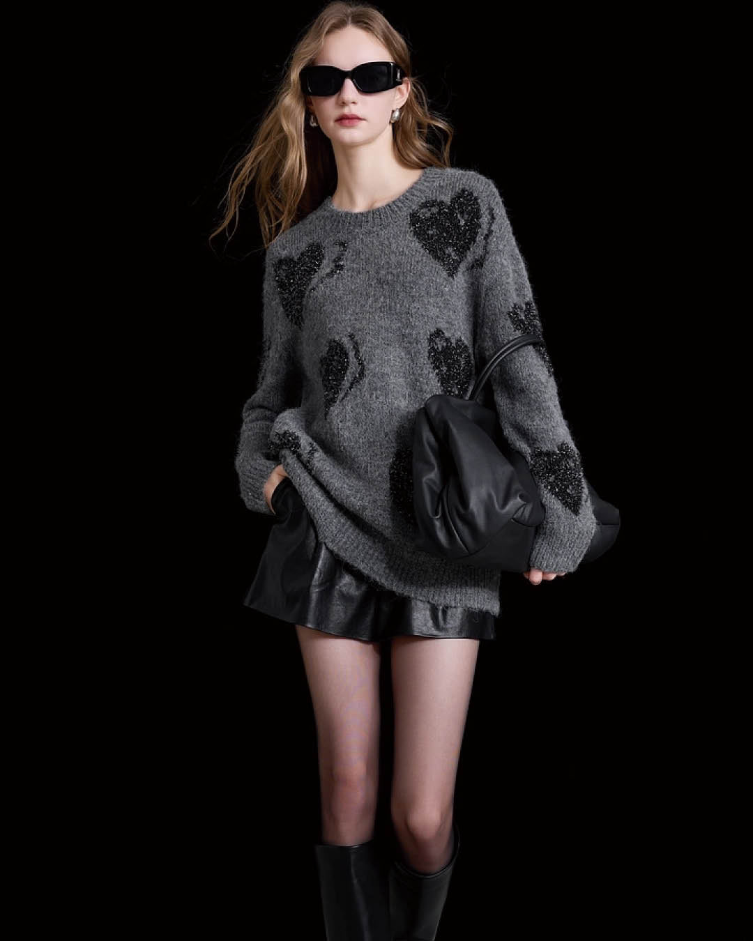 Shimmering Heart Jacquard Sweater