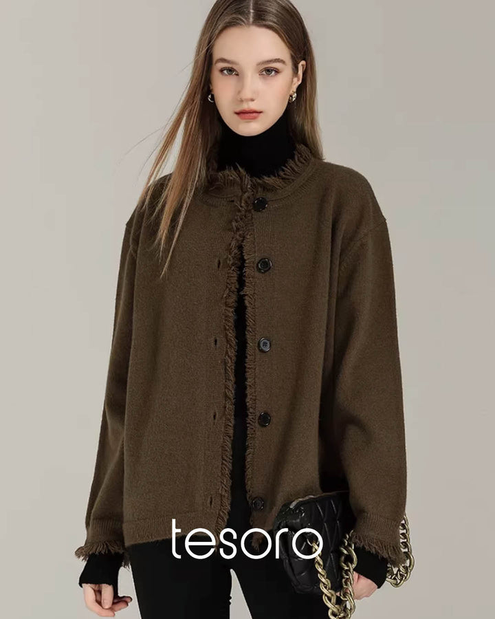 Frayed Edge Wool Touch Jacket